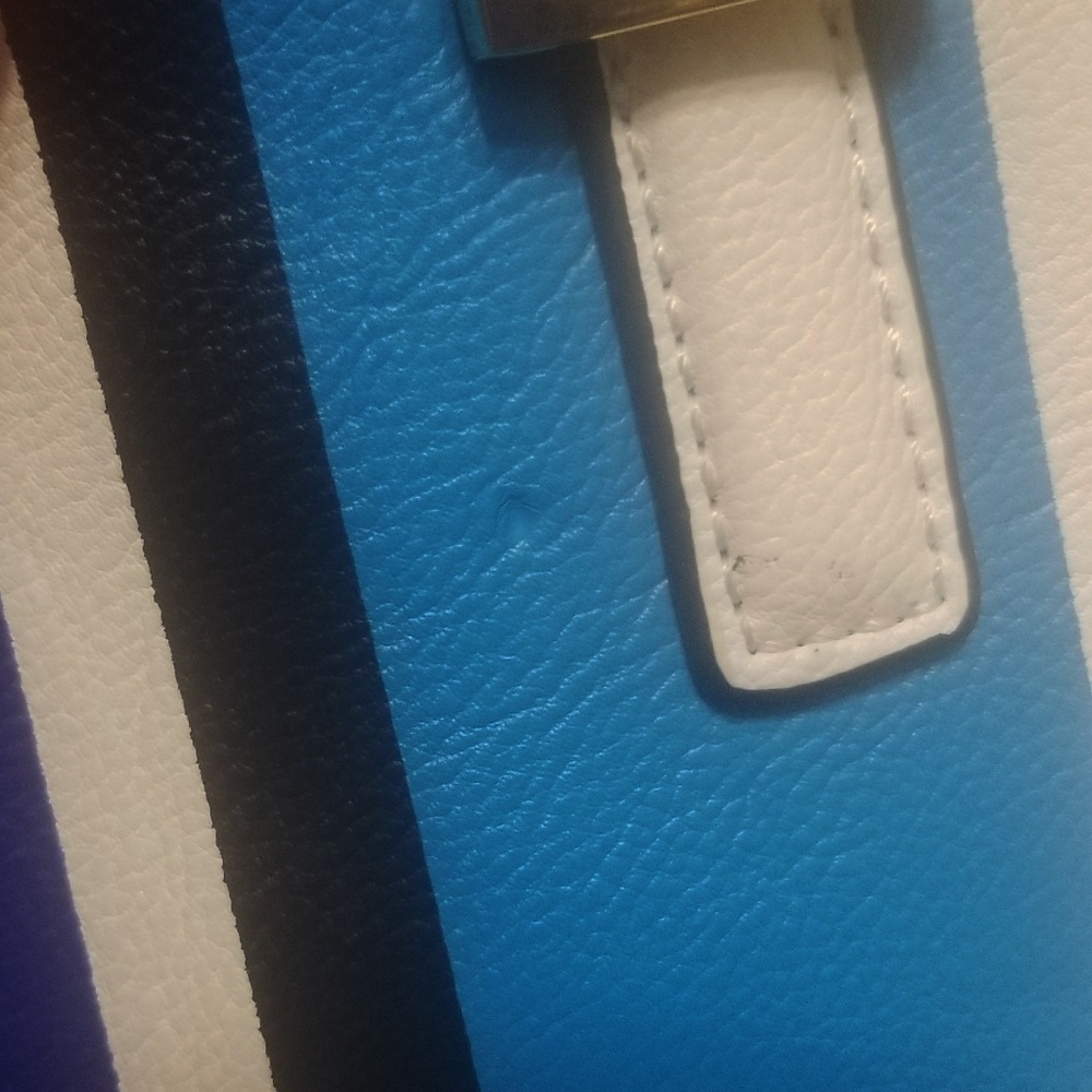 Kate Landry Blue and White Striped Hand Bag - Picture 8 of 8